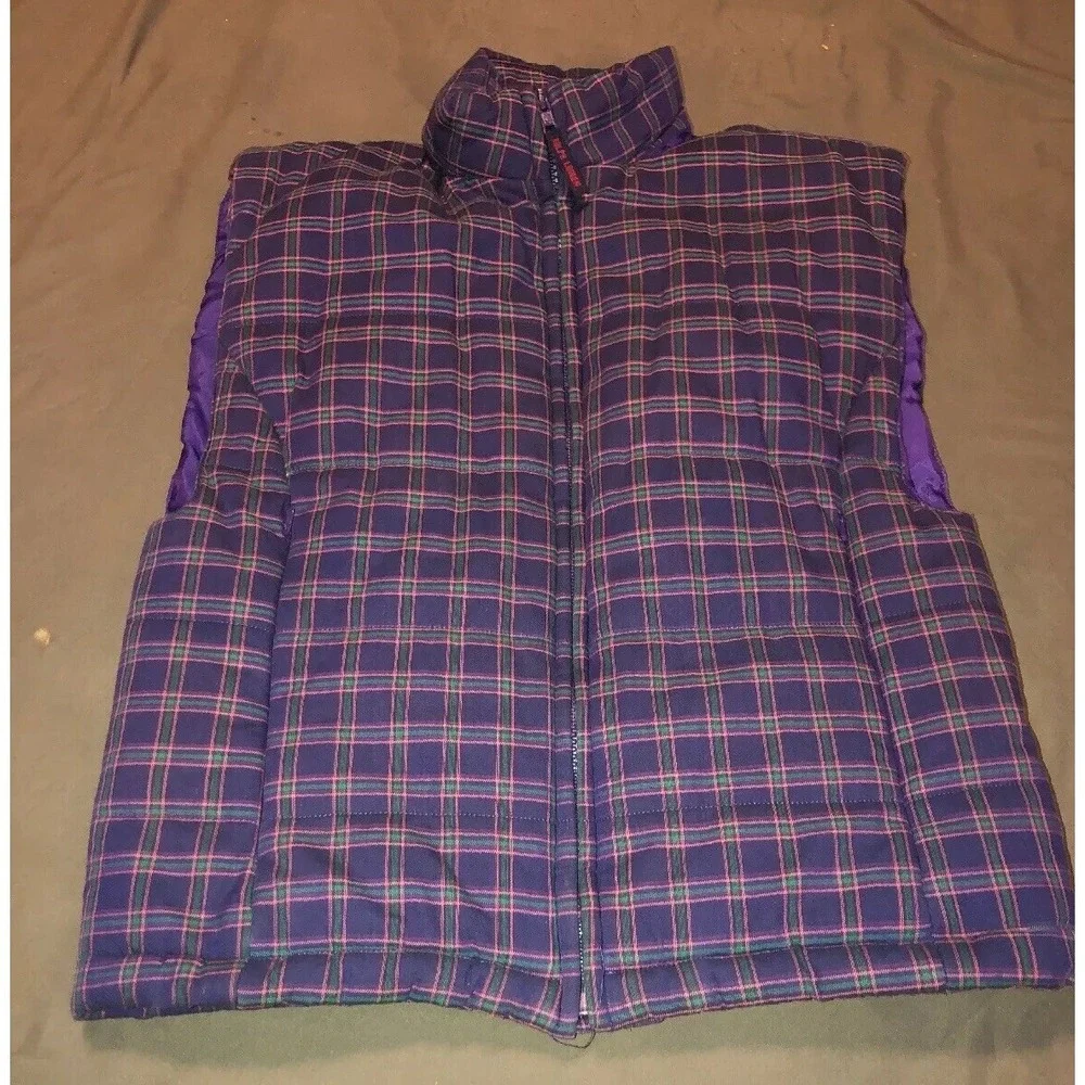 Ralph Lauren Puffer Vest Girls‎ Sz Large 12/14 Purple Plaid
